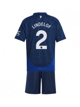 Manchester United Victor Lindelof #2 Auswärts Trikotsatz für Kinder 2024-25 Kurzarm (+ Kurze Hosen)